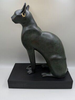 VTG MMA Metropolitan Museum of Art Egyptian Bastet Cat Sculpture Statue Bronze